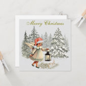 Weihnachtsgel und Kaninchen Karte (Vorderseite/Rückseite Beispiel)