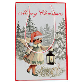 Weihnachtsgel und Kaninchen Mittlere Geschenktüte