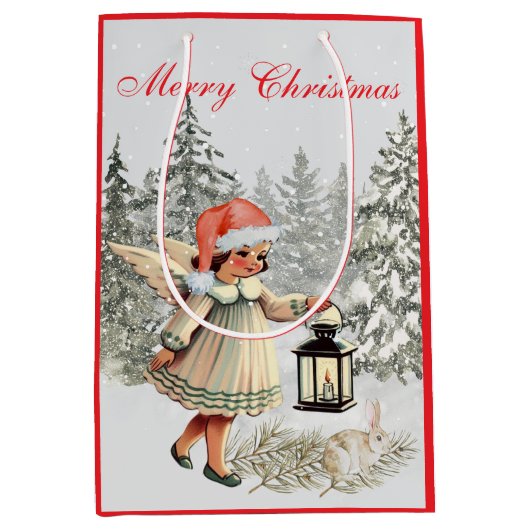 Weihnachtsgel und Kaninchen Mittlere Geschenktüte (Vorderseite)