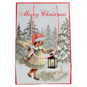 Weihnachtsgel und Kaninchen Mittlere Geschenktüte (Rückseite)