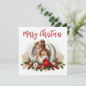 Weihnachtsgel und Kardinal Karte (Stehend Vorderseite)