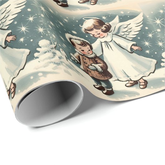 Weihnachtsgel und Kind Geschenkpapier (Rolleneckpunkt)