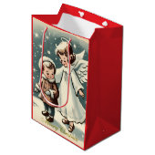 Weihnachtsgel und Kind Mittlere Geschenktüte (Vorderseite Schrägansicht)