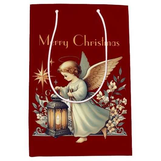 Weihnachtsgel und Lattern Mittlere Geschenktüte (Vorderseite)