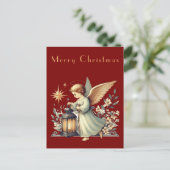 Weihnachtsgel und Lattern Postkarte (Stehend Vorderseite)