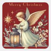 Weihnachtsgel und Lattern Quadratischer Aufkleber (Vorderseite)