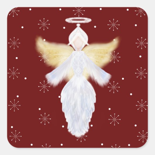 Weihnachtsgel und Schneeflocken | Square Sticker (Vorderseite)