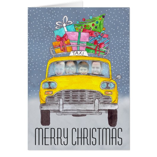 Weihnachtsgelbe Karabinenkarte individuell anpassb (Vorne)