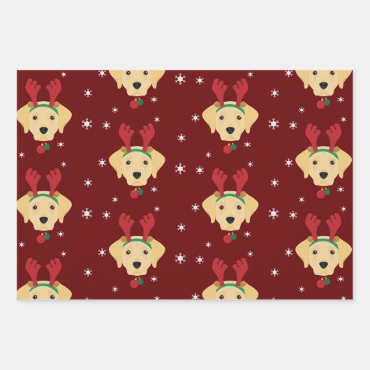 Weihnachtsgelbe Labrador Retriever Dog Geschenkpapier Set (Vorderseite 2)