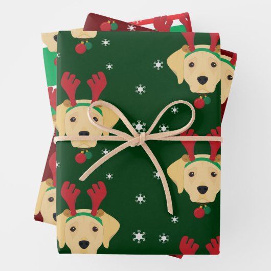 Weihnachtsgelbe Labrador Retriever Dog Geschenkpapier Set (Beispiel)