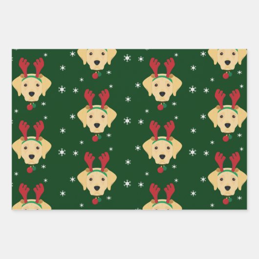 Weihnachtsgelbe Labrador Retriever Dog Geschenkpapier Set (Vorderseite)