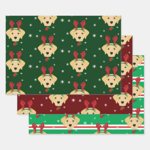 Weihnachtsgelbe Labrador Retriever Dog Geschenkpapier Set