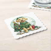 Weihnachtsgelber Labrador Retriever Hund Untersetzer (angewinkelt)