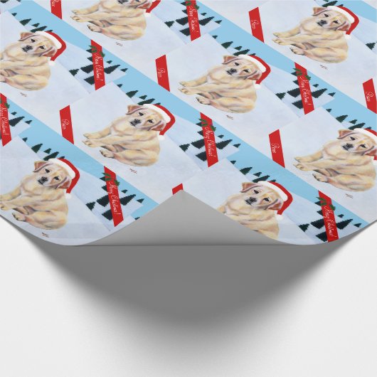 Weihnachtsgelber Labrador-Welpe Geschenkpapier (Ecke)