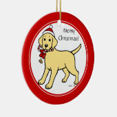 Weihnachtsgelber Labrador Welpenwelpen-Cartoon Keramikornament (Rechts)