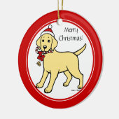 Weihnachtsgelber Labrador Welpenwelpen-Cartoon Keramikornament (Links)