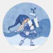 Weihnachtsgenom mit Geschenksticker Runder Aufkleber (Vorderseite)