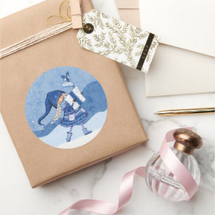 Weihnachtsgenom mit Geschenksticker Runder Aufkleber