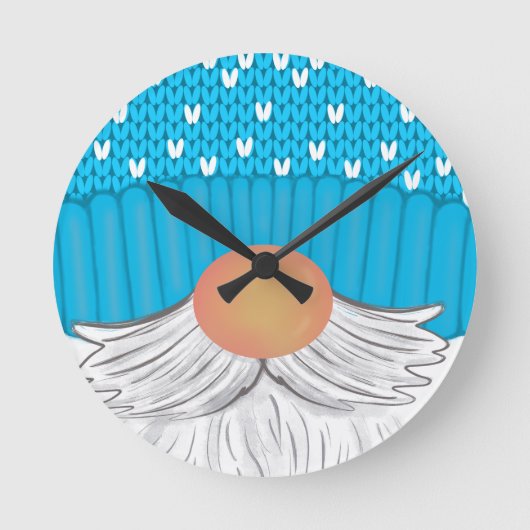 Weihnachtsgenome Winter Hat Beard Sweater Runde Wanduhr (Vorderseite)