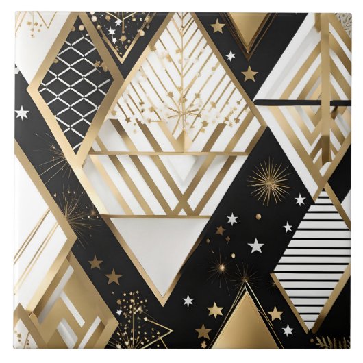 Weihnachtsgeometrische Formen Fliese (Vorderseite)
