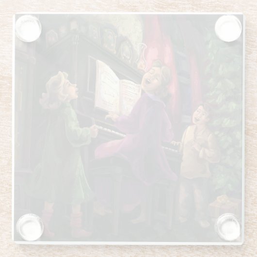 Weihnachtsgesang auf dem Malen Glasuntersetzer (Rückseite)