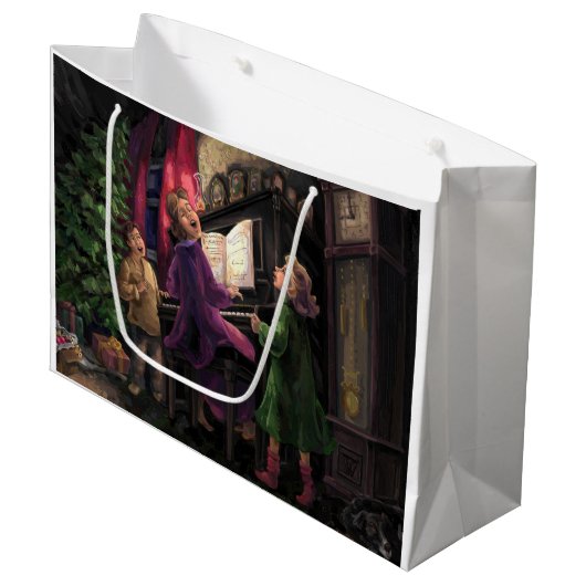 Weihnachtsgesang auf dem Malen Große Geschenktüte (Vorderseite Schrägansicht)