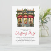 Weihnachtsgeschäft Elegante Red White Holiday Part Einladung (Stehend Vorderseite)