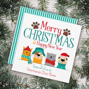 Weihnachtsgeschäft für Hunde und Katzen Mitteilungskarte