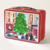 Weihnachtsgeschäft Metall Brotdose (Vorderseite)