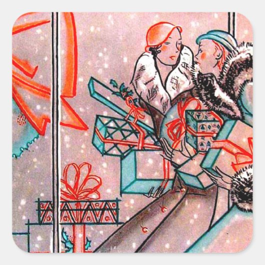 Weihnachtsgeschäft Quadratischer Aufkleber (Vorderseite)