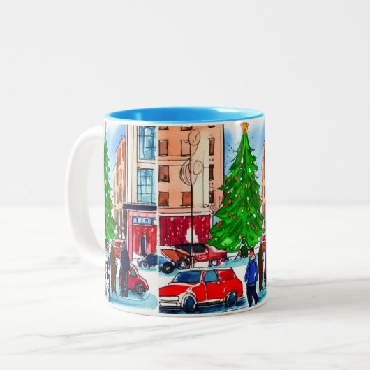Weihnachtsgeschäft Zweifarbige Tasse (Vorderseite Links)