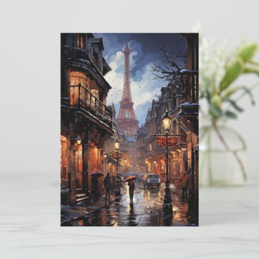 Weihnachtsgeschäfte in Paris Feiertagskarte (Stehend Vorderseite)