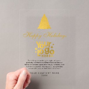 Weihnachtsgeschäfts-Logo-Feiertags-Gold Acryleinladungen