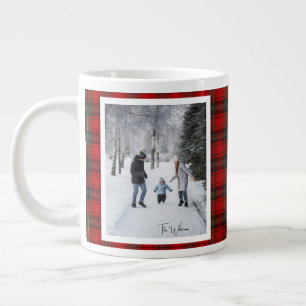 Weihnachtsgeschenk 2 Foto Trendy Rotes Karo Rustik Jumbo-Tasse