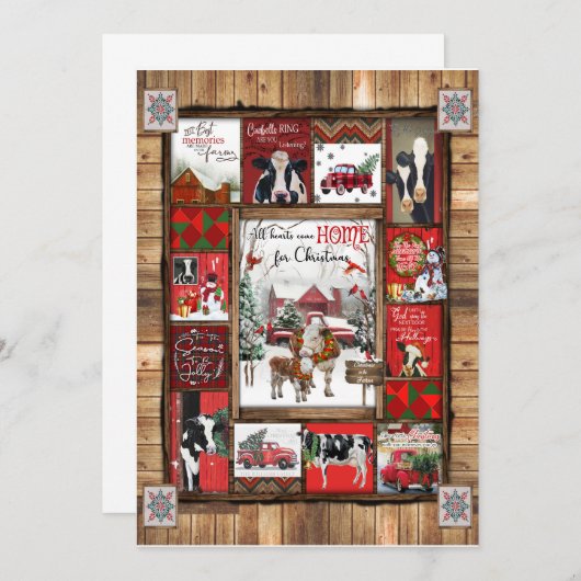 Weihnachtsgeschenk | Alle Herzen kommen Zuhause zu Einladung (Vorne/Hinten)