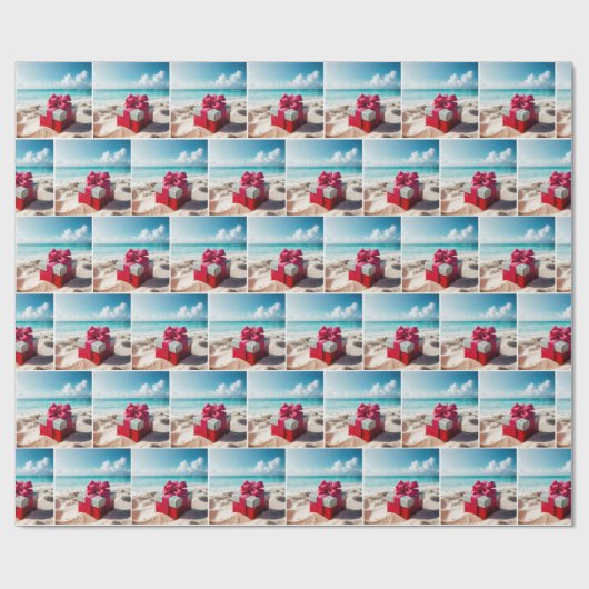 Weihnachtsgeschenk am Strand Geschenkpapier (Flach)