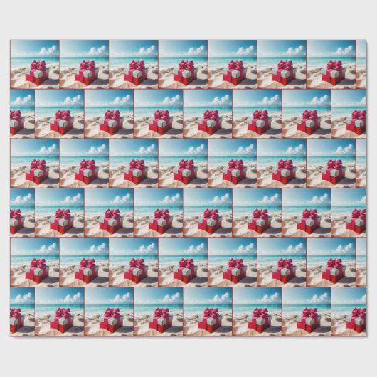 Weihnachtsgeschenk am Strand Geschenkpapier (Flach)