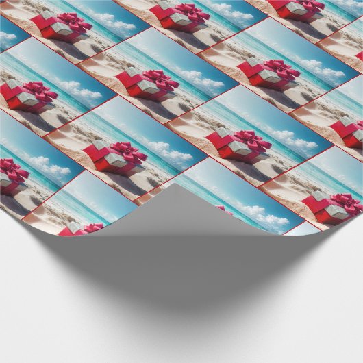 Weihnachtsgeschenk am Strand Geschenkpapier (Ecke)
