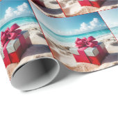 Weihnachtsgeschenk am Strand Geschenkpapier (Rolleneckpunkt)