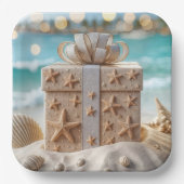Weihnachtsgeschenk am Strand mit Starfish Pappteller (Vorderseite)