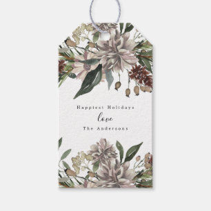 Weihnachtsgeschenk-Anhänger Floral Wasserfarbe Vin Geschenkanhänger