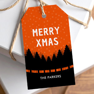 Weihnachtsgeschenk-Anhänger mit Wald und Schnee Geschenkanhänger