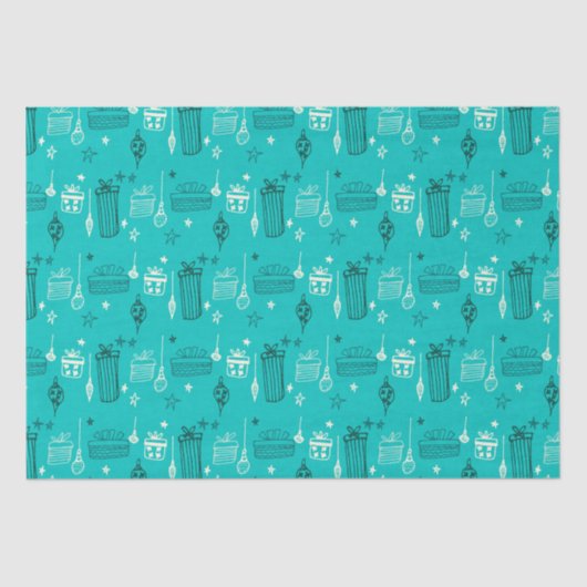 Weihnachtsgeschenk Aquamarin Seidenpapier (Vorderseite)