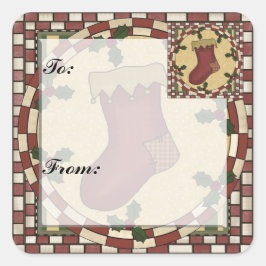 Weihnachtsgeschenk-Aufkleber für Strümpfe Quadratischer Aufkleber