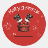 Weihnachtsgeschenk-Aufkleber im Schornstein Runder Aufkleber (Vorderseite)