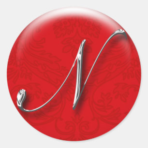 Weihnachtsgeschenk-Aufkleber Rot Monogramm Runder Aufkleber