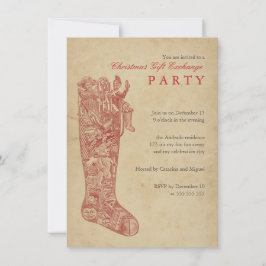Weihnachtsgeschenk-Austausch-Party-Vintages Einladung