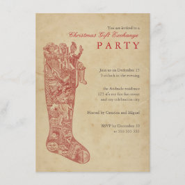 Weihnachtsgeschenk-Austausch-Party-Vintages Einladung