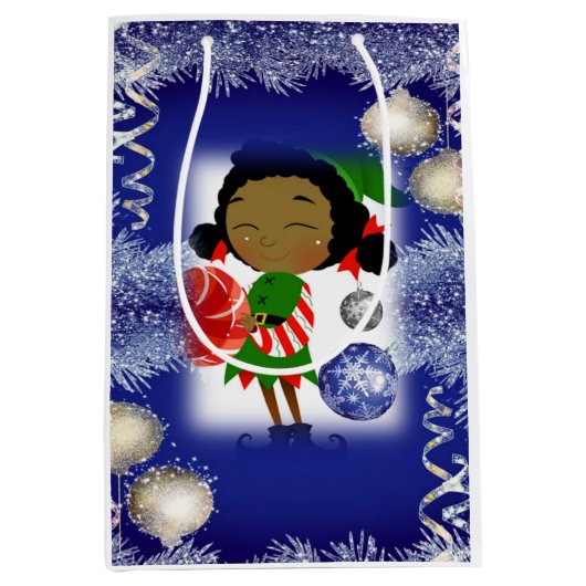 Weihnachtsgeschenk Bags Afrikanischer Elf Mittlere Geschenktüte (Vorderseite)