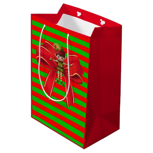 Weihnachtsgeschenk Bags Elf Mittlere Geschenktüte (Rückseite Schrägansicht)